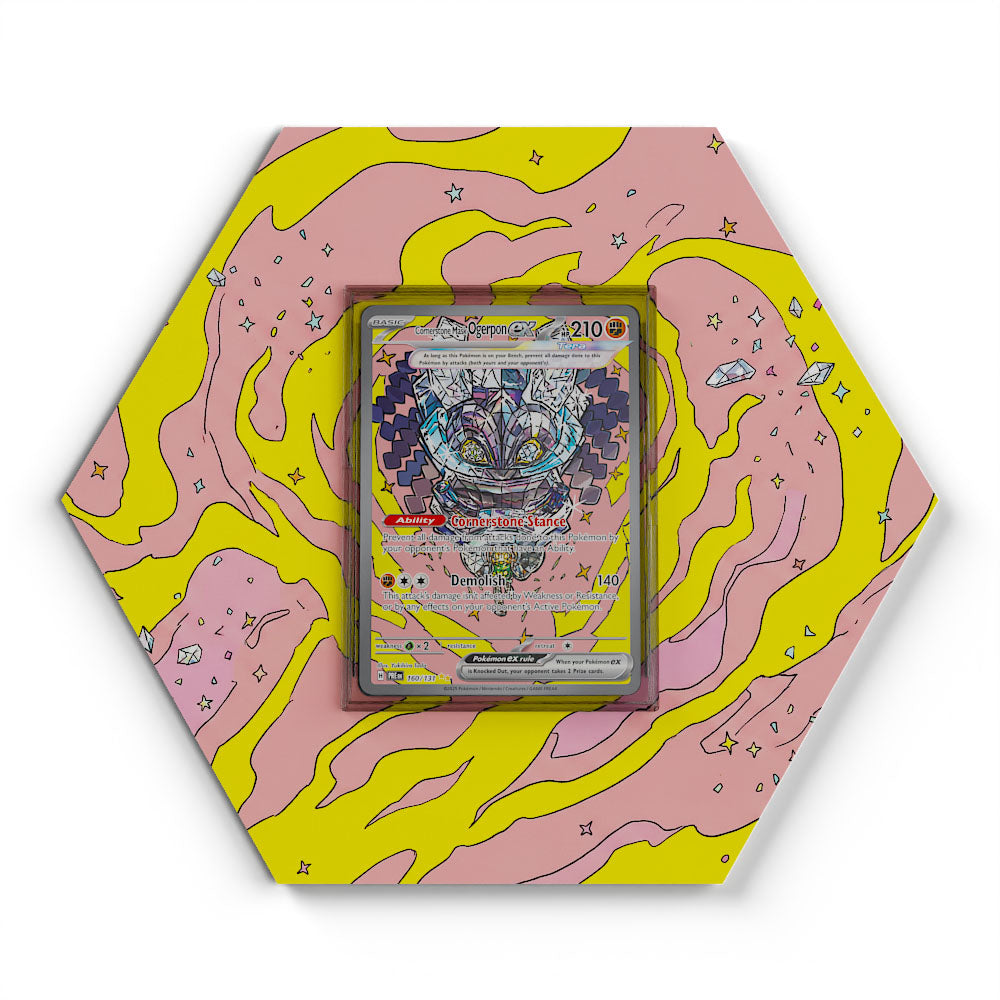 160/131 Ogerpon Masque de la Pierre EX - Extended Artwork Pokemon Card Display