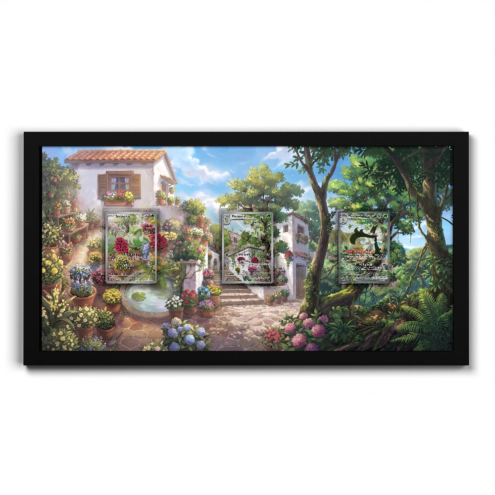 181 Caninos & 220 Lithia - Extended Artwork Framed Pokemon Card Display