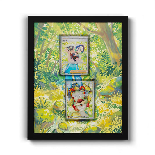 181 Caninos & 220 Lithia - Extended Artwork Framed Pokemon Card Display