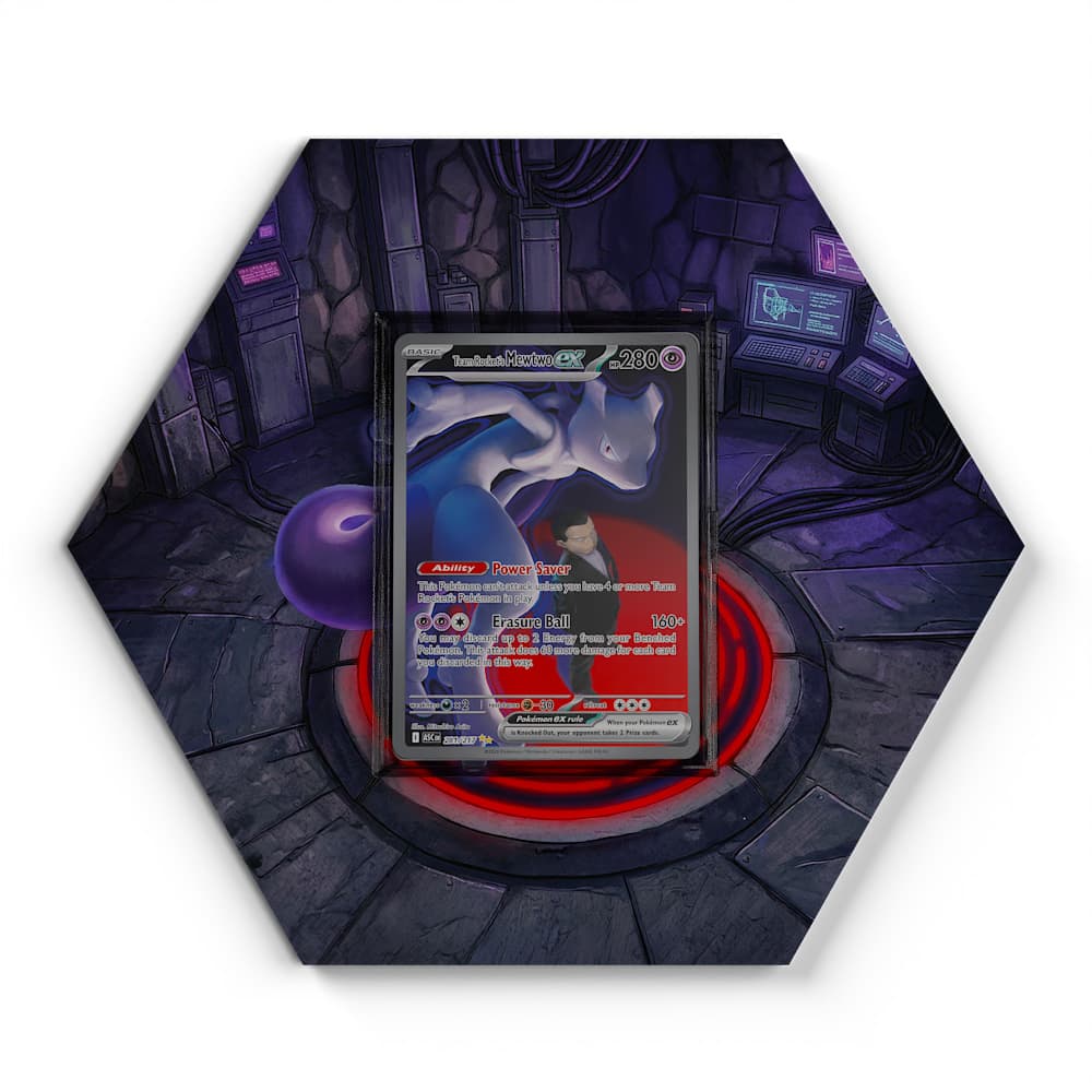 281/217 Mewtwo de la Team Rocket EX - Extended Artwork Pokemon Card Display