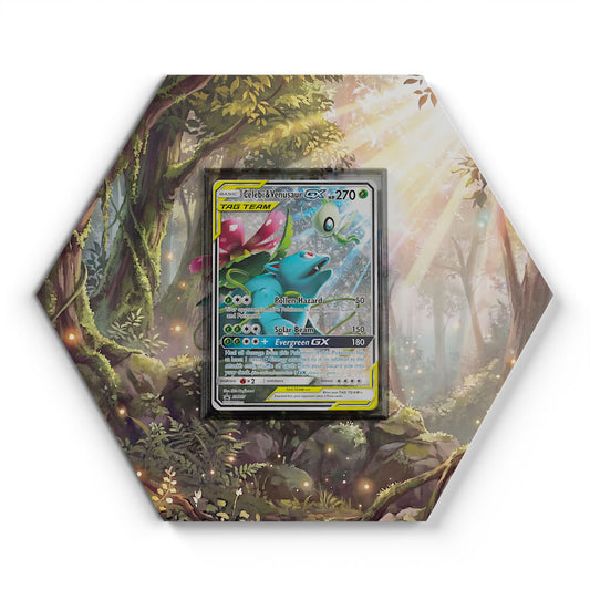 SM167 Celebi & Florizarre GX - Extended Artwork Pokemon Card Display