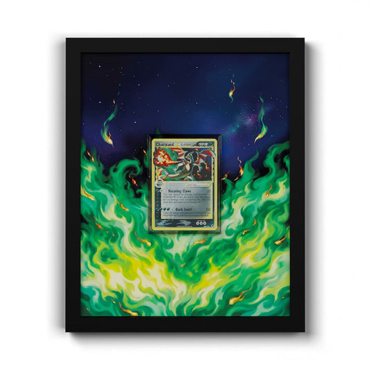 100 Dracaufeu Gold Star - Extended Artwork Framed Pokemon Card Display