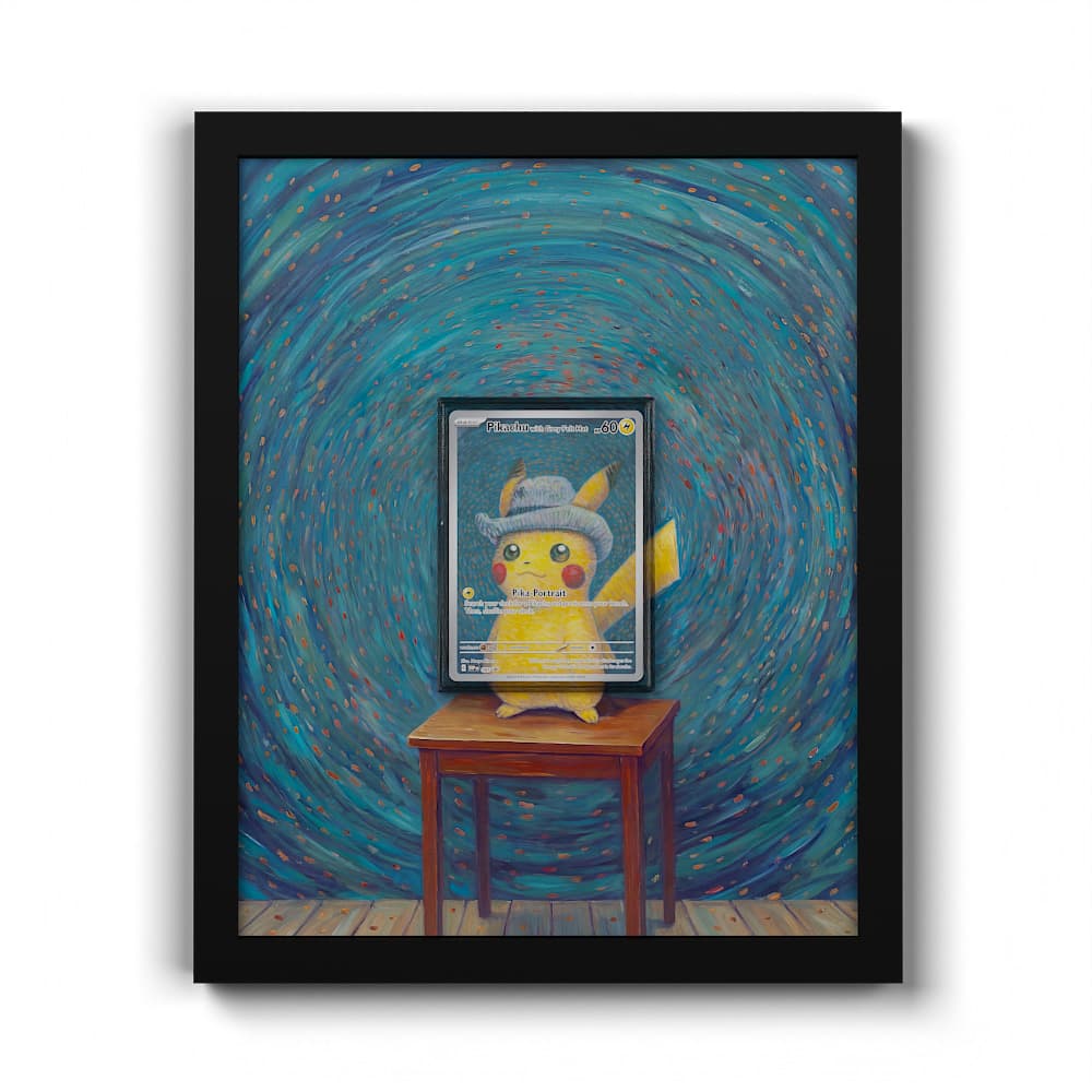 085 Pikachu au Chapeau de Feutre Gris - Extended Artwork Framed Pokemon Card Display