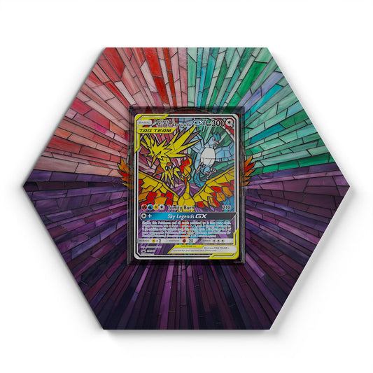 SM210 Sulfura & Électhor & Artikodin GX - Extended Artwork Pokemon Card Display